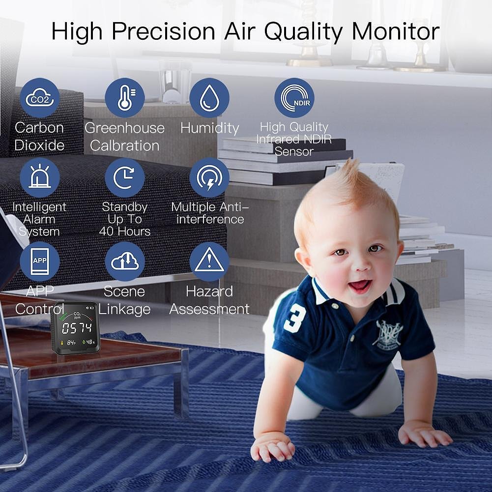 WiFi Монитор за качество на въздуха (CO, CO2, температура, влажност ...